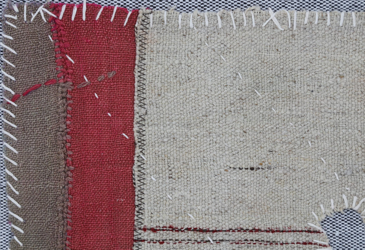 3x4 Beige Wool Tapestry Rug, Minimalist Abstract Textile Wall Hanging, Modern Fiber Art Decor