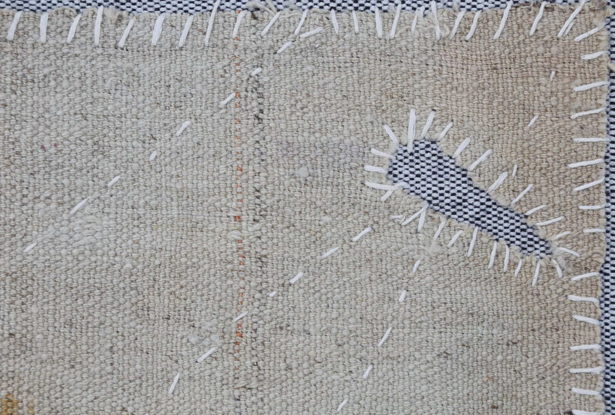 3x4 Beige Wool Tapestry Rug, Minimalist Abstract Textile Wall Hanging, Modern Fiber Art Decor