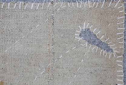 3x4 Beige Wool Tapestry Rug, Minimalist Abstract Textile Wall Hanging, Modern Fiber Art Decor