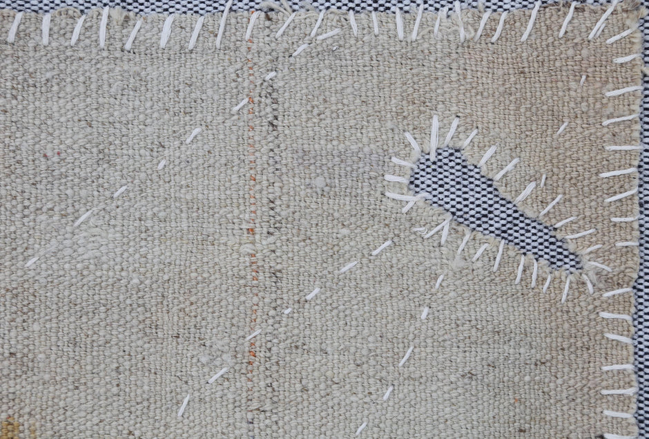 3x4 Beige Wool Tapestry Rug, Minimalist Abstract Textile Wall Hanging, Modern Fiber Art Decor