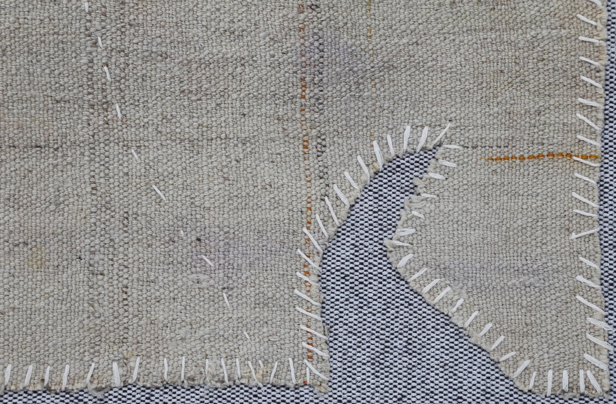 3x4 Beige Wool Tapestry Rug, Minimalist Abstract Textile Wall Hanging, Modern Fiber Art Decor
