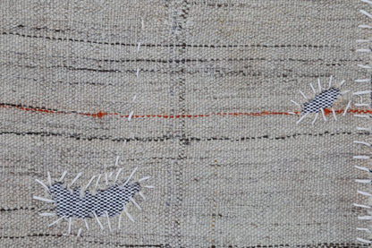 3x4 Beige Wool Tapestry Rug, Minimalist Abstract Textile Wall Hanging, Modern Fiber Art Decor