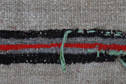 3x4 Wool Tapestry Rug, Neutral Striped Textile Wall Hanging, Handmade Rustic Fiber Art