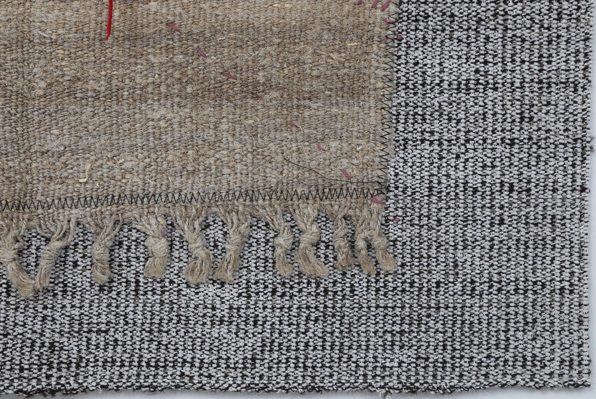 3x4 Wool Tapestry Rug, Neutral Striped Textile Wall Hanging, Handmade Rustic Fiber Art