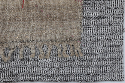 3x4 Wool Tapestry Rug, Neutral Striped Textile Wall Hanging, Handmade Rustic Fiber Art