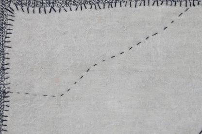 4x4 Wool Tapestry Rug, Ivory Minimalist Textile Wall Hanging, Hand Stitched Fiber Art Decor