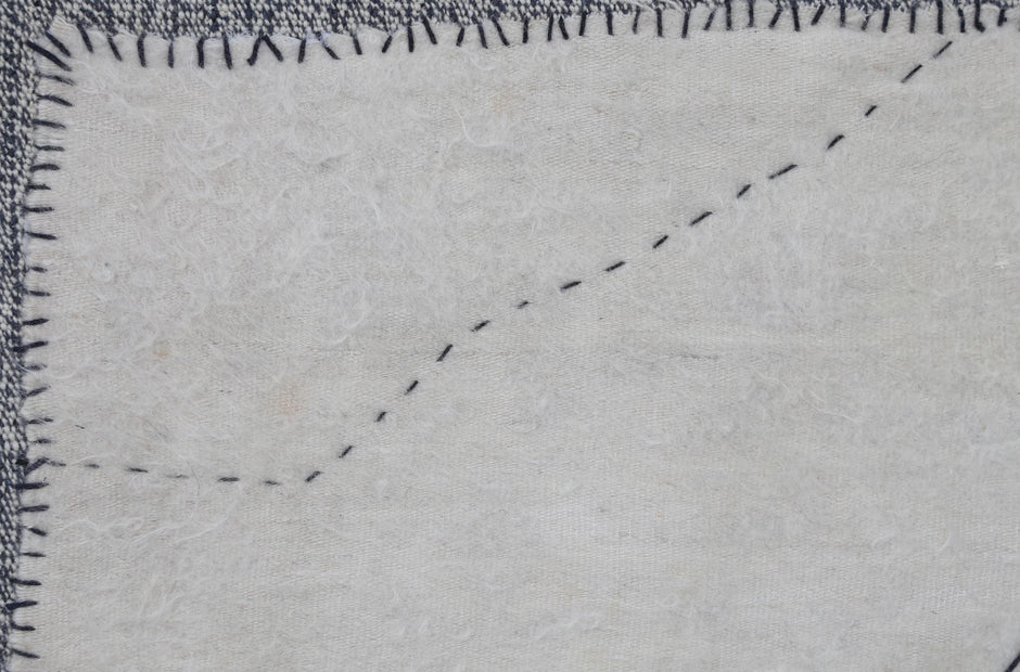 4x4 Wool Tapestry Rug, Ivory Minimalist Textile Wall Hanging, Hand Stitched Fiber Art Decor