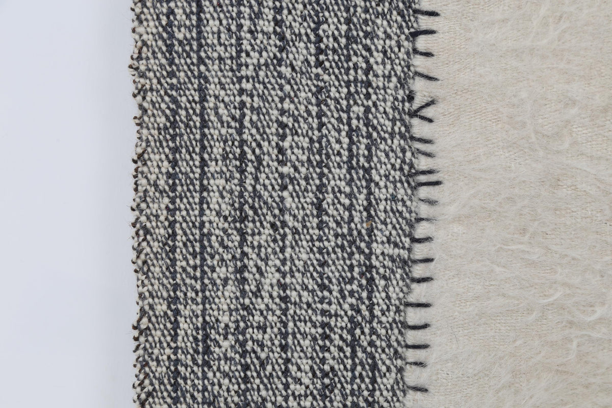4x4 Wool Tapestry Rug, Ivory Minimalist Textile Wall Hanging, Hand Stitched Fiber Art Decor