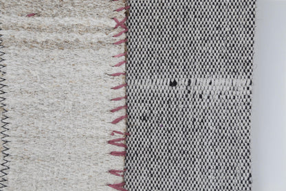 3x4 Wool Tapestry Rug, Neutral Patchwork Textile Wall Hanging, Brown Ivory Fiber Art Decor