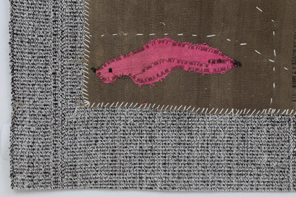 3x4 Wool Tapestry Rug, Brown Abstract Textile Wall Hanging, Minimalist Fiber Art Decor