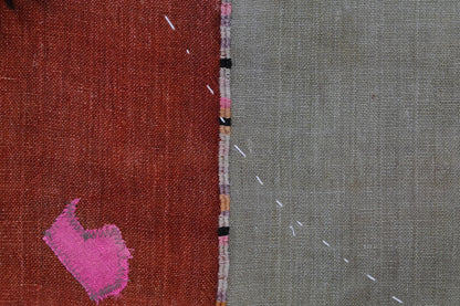 3x4 Wool Tapestry Rug, Rust Brown Abstract Textile Wall Hanging, Modern Fiber Art Decor