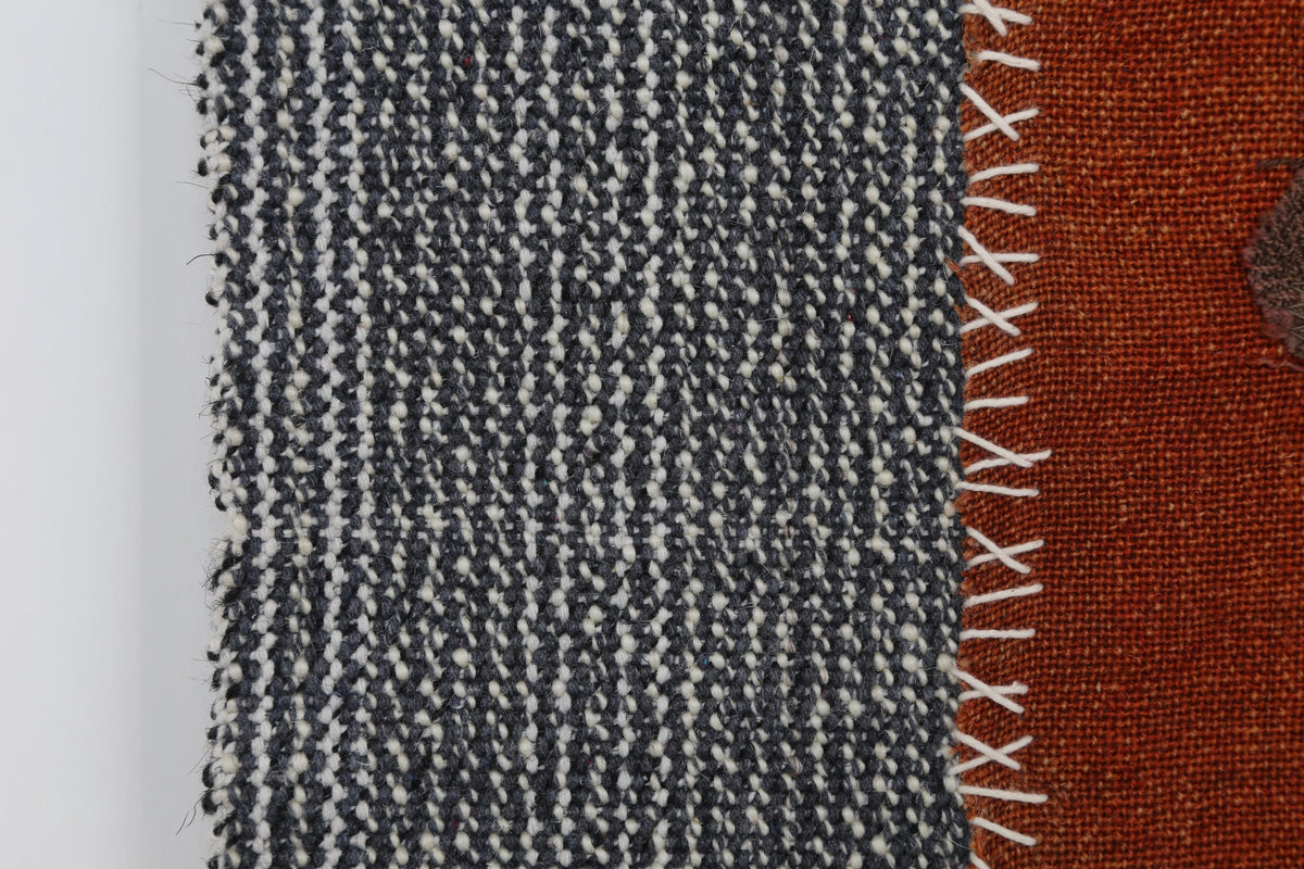 3x4 Wool Tapestry Rug, Rust Brown Abstract Textile Wall Hanging, Modern Fiber Art Decor