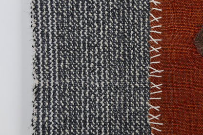 3x4 Wool Tapestry Rug, Rust Brown Abstract Textile Wall Hanging, Modern Fiber Art Decor