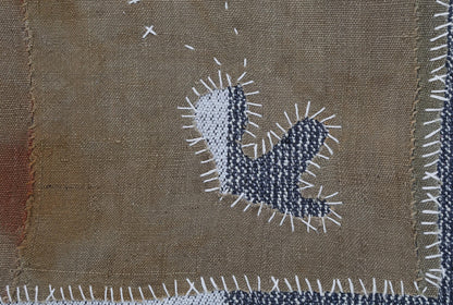 3x4 Wool Tapestry Rug, Brown Minimalist Textile Wall Hanging, Abstract Fiber Art Decor