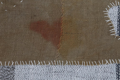 3x4 Wool Tapestry Rug, Brown Minimalist Textile Wall Hanging, Abstract Fiber Art Decor