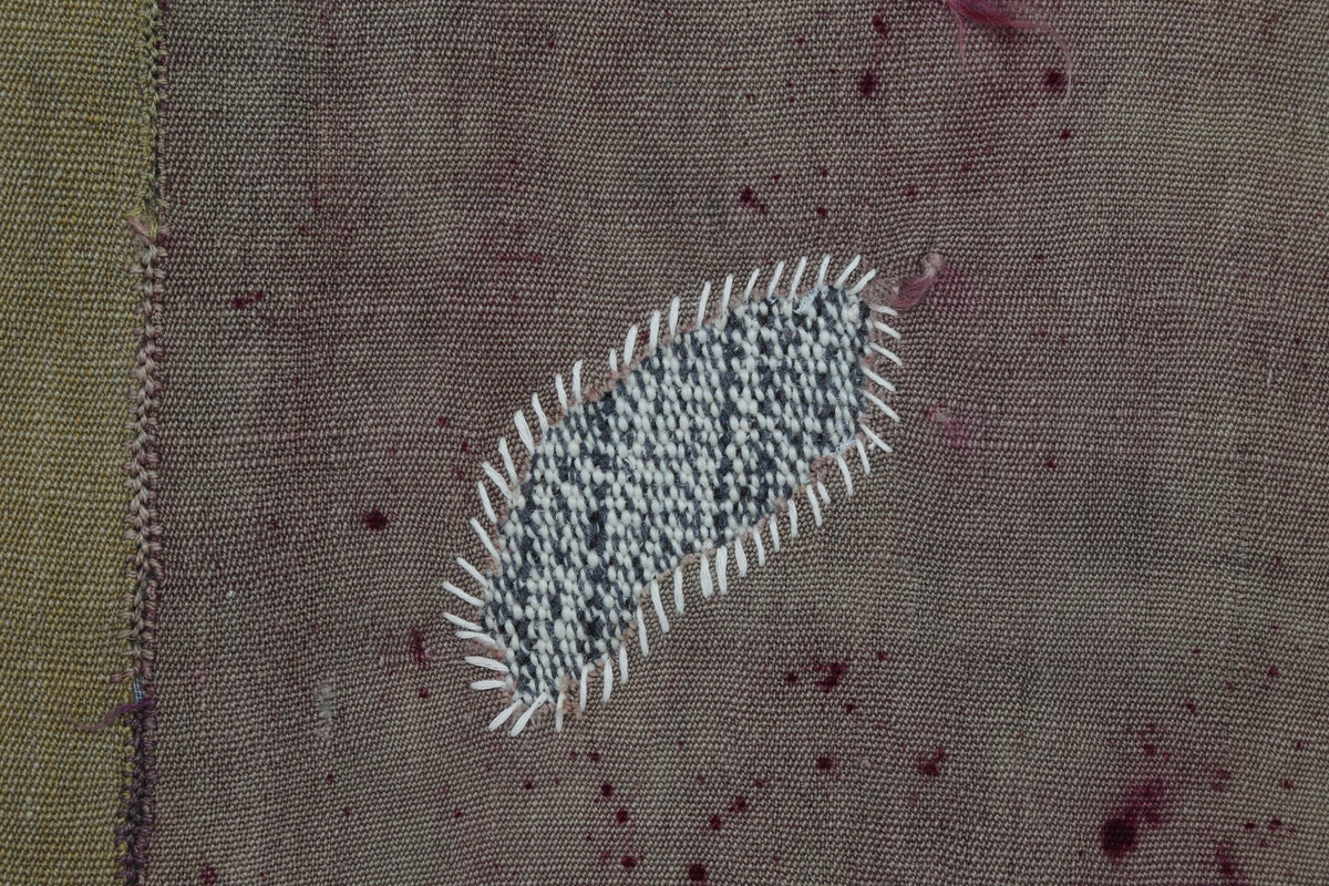3x4 Wool Tapestry Rug, Brown Mauve Abstract Textile Wall Hanging, Minimalist Fiber Art Decor