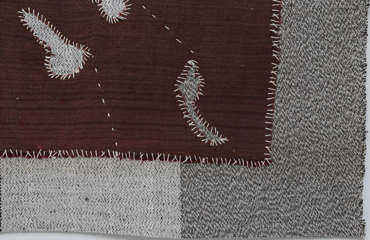 3x4 Wool Tapestry Rug, Black Rust Brown Abstract Textile Wall Hanging, Modern Fiber Art Decor