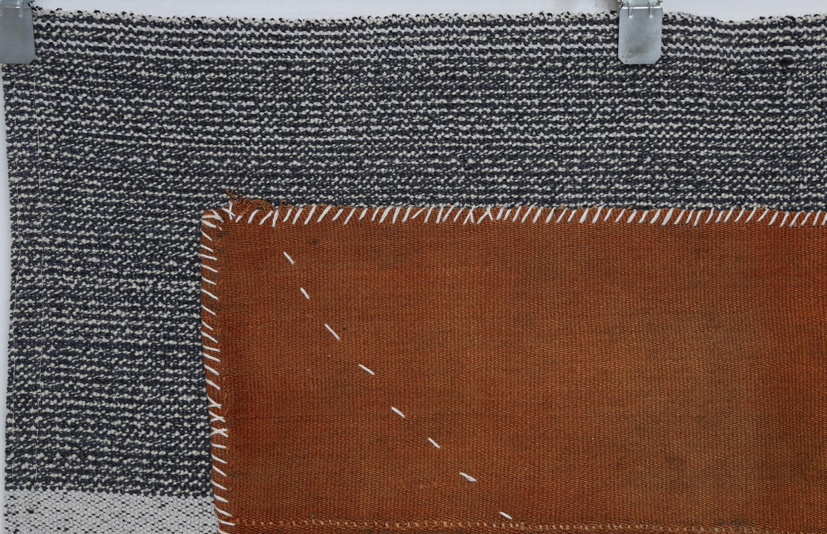 3x4 Wool Tapestry Rug, Rust Brown Minimalist Textile Wall Hanging, Abstract Fiber Art Decor