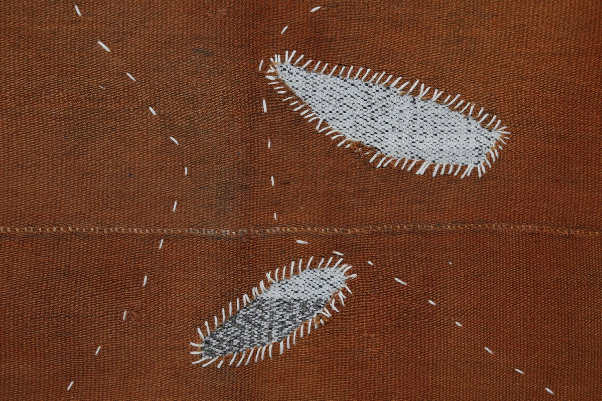 3x4 Wool Tapestry Rug, Rust Brown Minimalist Textile Wall Hanging, Abstract Fiber Art Decor