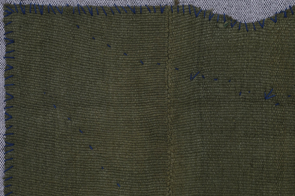 4x5 Wool Hemp Tapestry Rug, Olive Green Minimalist Textile Wall Hanging, Abstract Fiber Art Decor