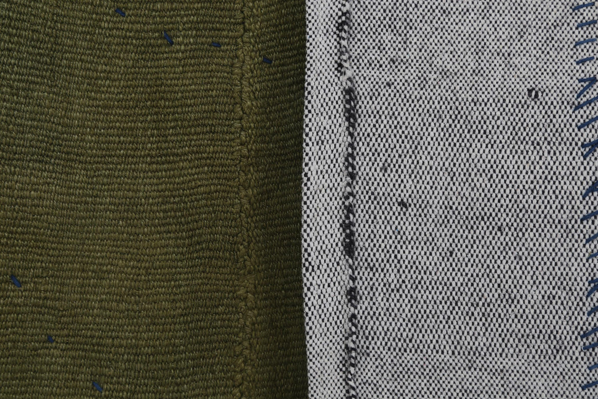 4x5 Wool Hemp Tapestry Rug, Olive Green Minimalist Textile Wall Hanging, Abstract Fiber Art Decor