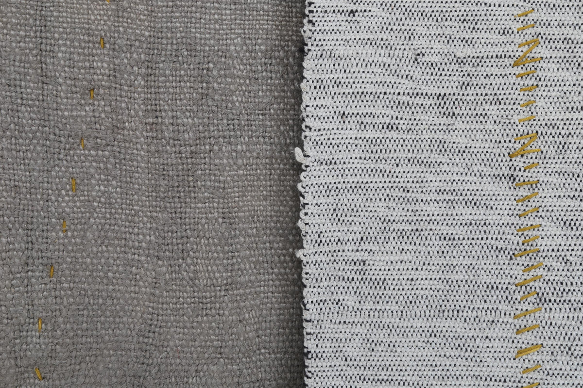 3x4 Vintage Tapestry Rug, Natural Hemp Wool Turkish Textile, Minimal Black Stripe Wall Art