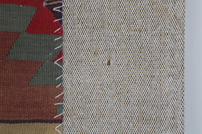 3x4 Vintage Turkish Wool Tapestry Rug,Kilim Wall Art, Geometric Woven Textile Wall Hanging