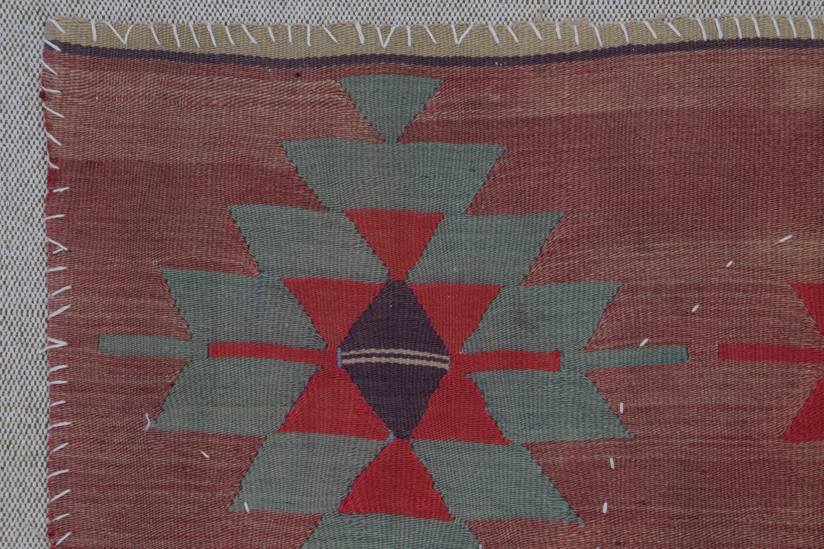 3x4 Vintage Turkish Wool Tapestry Rug,Kilim Wall Art, Geometric Woven Textile Wall Hanging