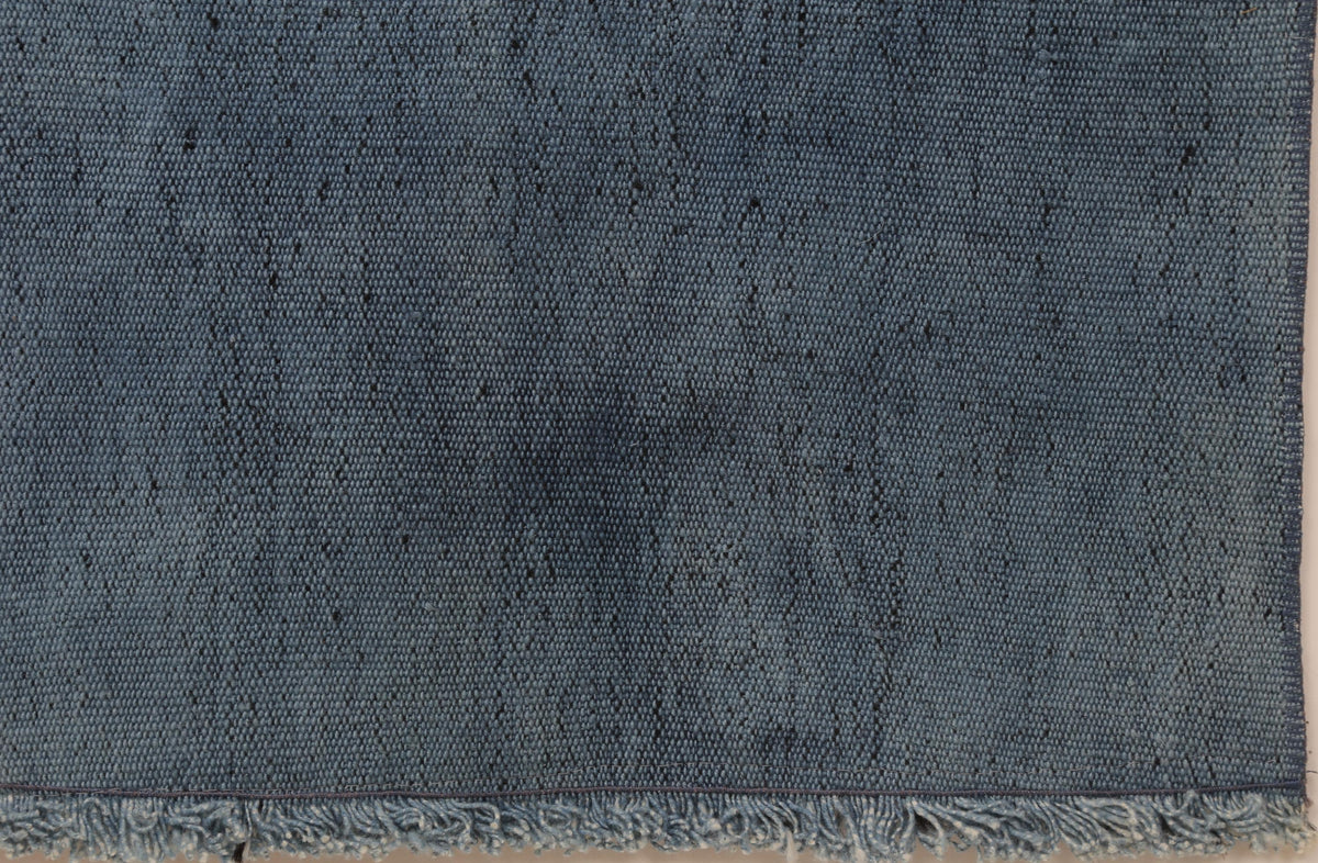 3x4 Handmade Hemp Tapestry Rug, Blue Minimalist Wall Hanging, Natural Fiber Art Decor