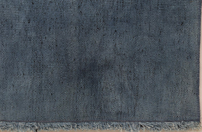 3x4 Handmade Hemp Tapestry Rug, Blue Minimalist Wall Hanging, Natural Fiber Art Decor