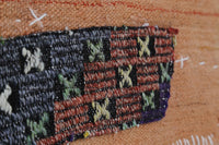 3x4 Handmade Wool Tapestry Rug, Orange Abstract Textile Wall Hanging, Boho Fiber Art Decor