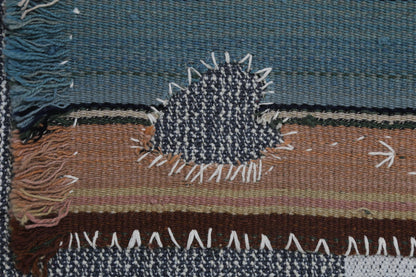 2x4 Vintage Turkish Wool Kilim Wall Art, Handwoven Striped Textile Hanging