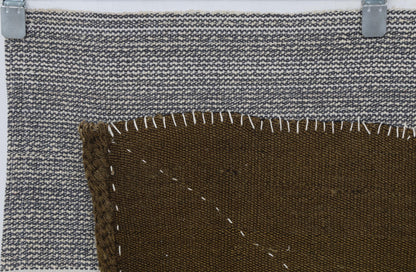 3x4 Handmade Wool Tapestry Rug, Brown Minimalist Textile Wall Hanging, Fiber Art Decor
