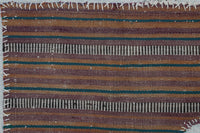 Vintage Turkish Tapestry Rug, Red Brown Striped Wall Hanging (3'5" x 4'4") - photo 4 of 8