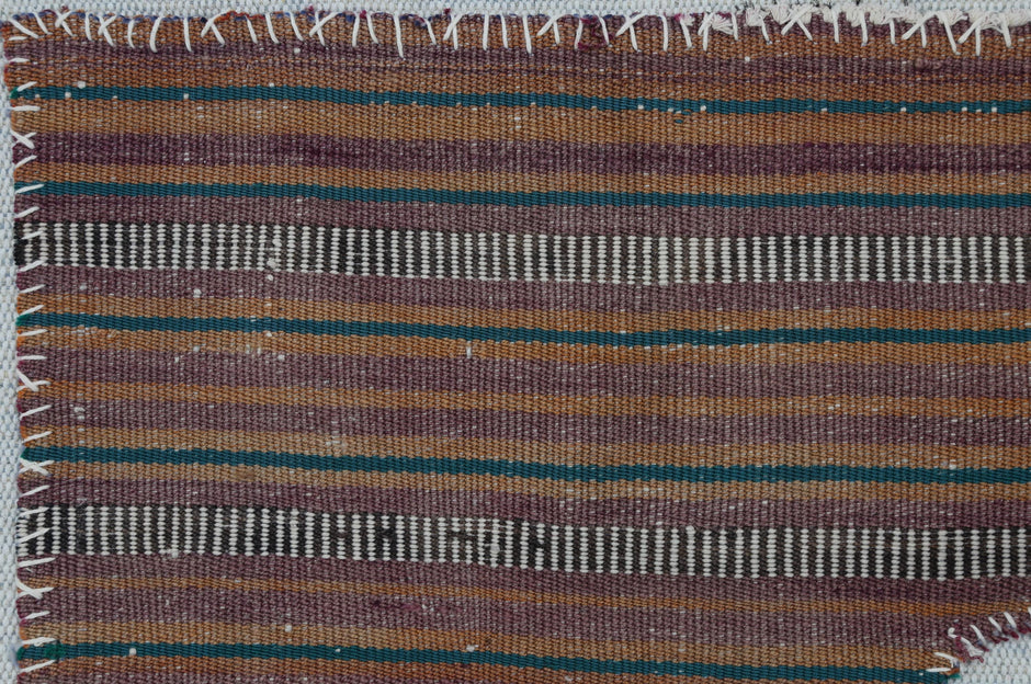 3x4 Handmade Wool Tapestry Rug, Striped Textile Wall Hanging, Rustic Fiber Art Decor