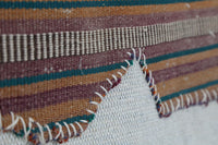 Vintage Turkish Tapestry Rug, Red Brown Striped Wall Hanging (3'5" x 4'4") - photo 7 of 8