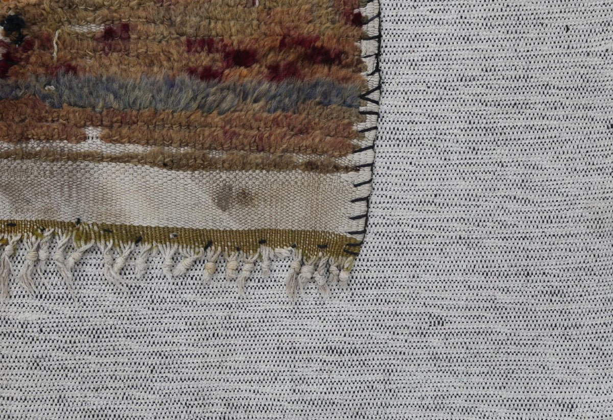 3x4 Handmade Wool Tapestry Rug, Abstract Textile Wall Hanging, Rustic Fiber Art Decor