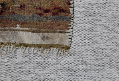 3x4 Handmade Wool Tapestry Rug, Abstract Textile Wall Hanging, Rustic Fiber Art Decor