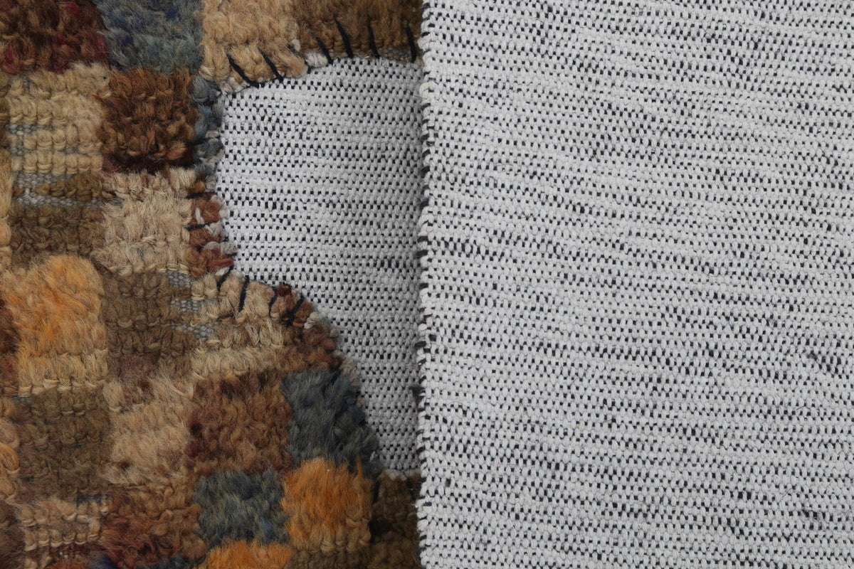 3x4 Handmade Wool Tapestry Rug, Abstract Textile Wall Hanging, Rustic Fiber Art Decor