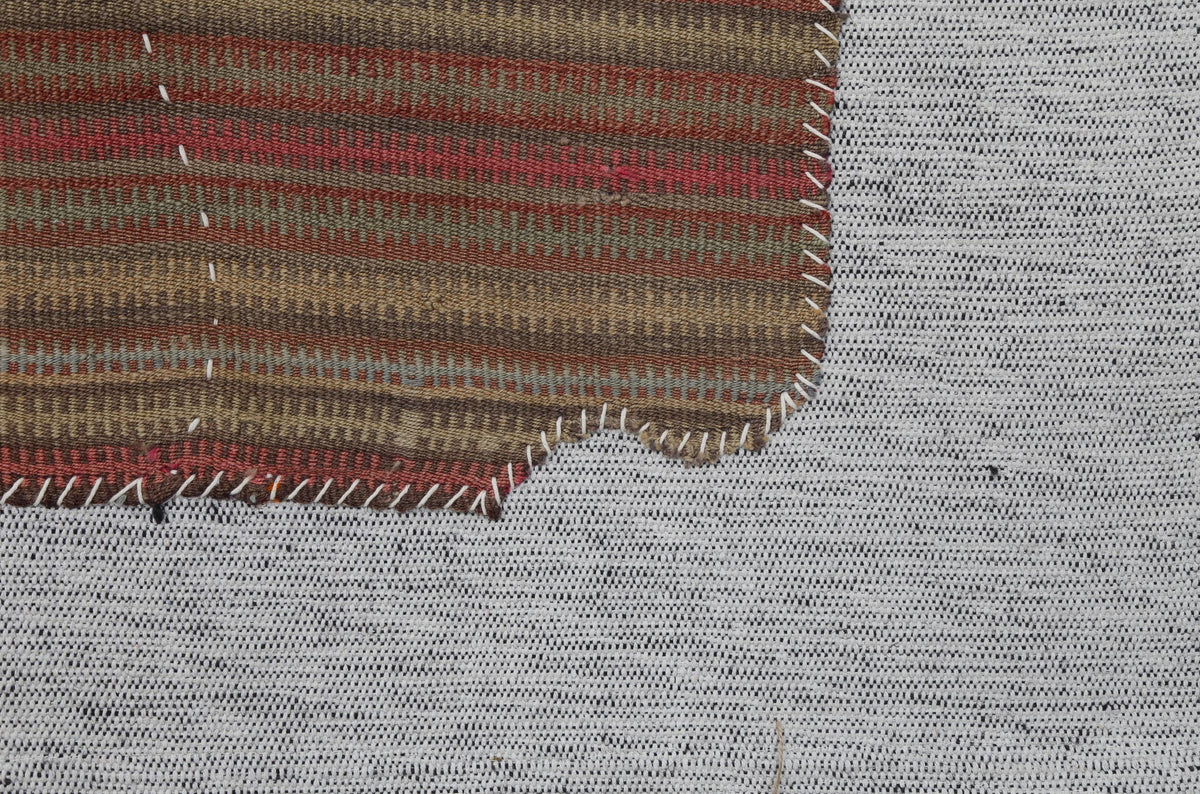 3x4 Handmade Wool Tapestry Rug, Striped Textile Wall Hanging, Rustic Fiber Art Decor
