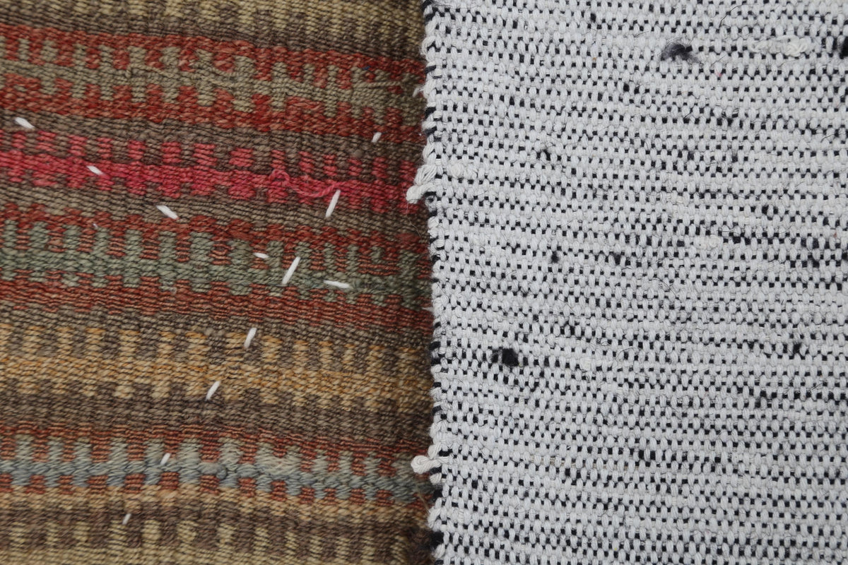 3x4 Handmade Wool Tapestry Rug, Striped Textile Wall Hanging, Rustic Fiber Art Decor