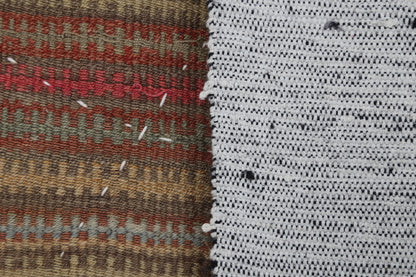 3x4 Handmade Wool Tapestry Rug, Striped Textile Wall Hanging, Rustic Fiber Art Decor