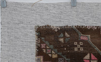 Vintage Turkish Tapestry Rug, Brown Pink Geometric Wall Hanging (3'6" x 4'5") - photo 3 of 10