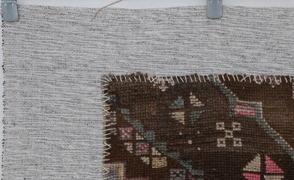 3x4 Handmade Wool Tapestry Rug, Tribal Textile Wall Hanging, Rustic Fiber Art Decor