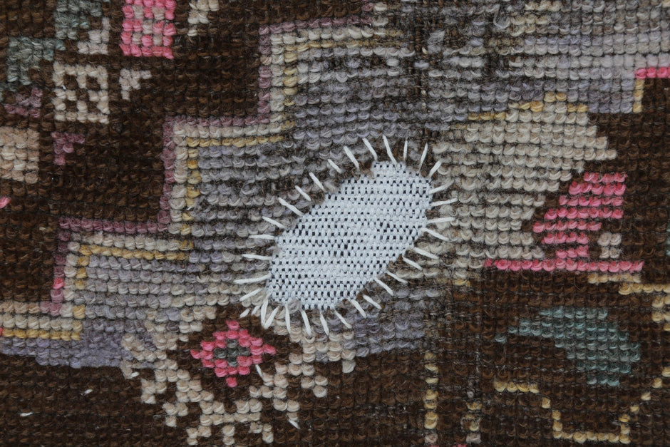 3x4 Handmade Wool Tapestry Rug, Brown Tribal Textile Wall Hanging, Rustic Fiber Art Decor