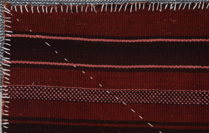 3x4 Handmade Wool Tapestry Rug, Red Striped Textile Wall Hanging, Rustic Fiber Art Decor