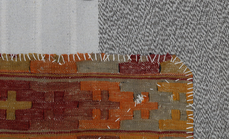 3x4 Handmade Wool Tapestry Rug, Warm Orange Tribal Textile Wall Hanging, Geometric Fiber Art Decor