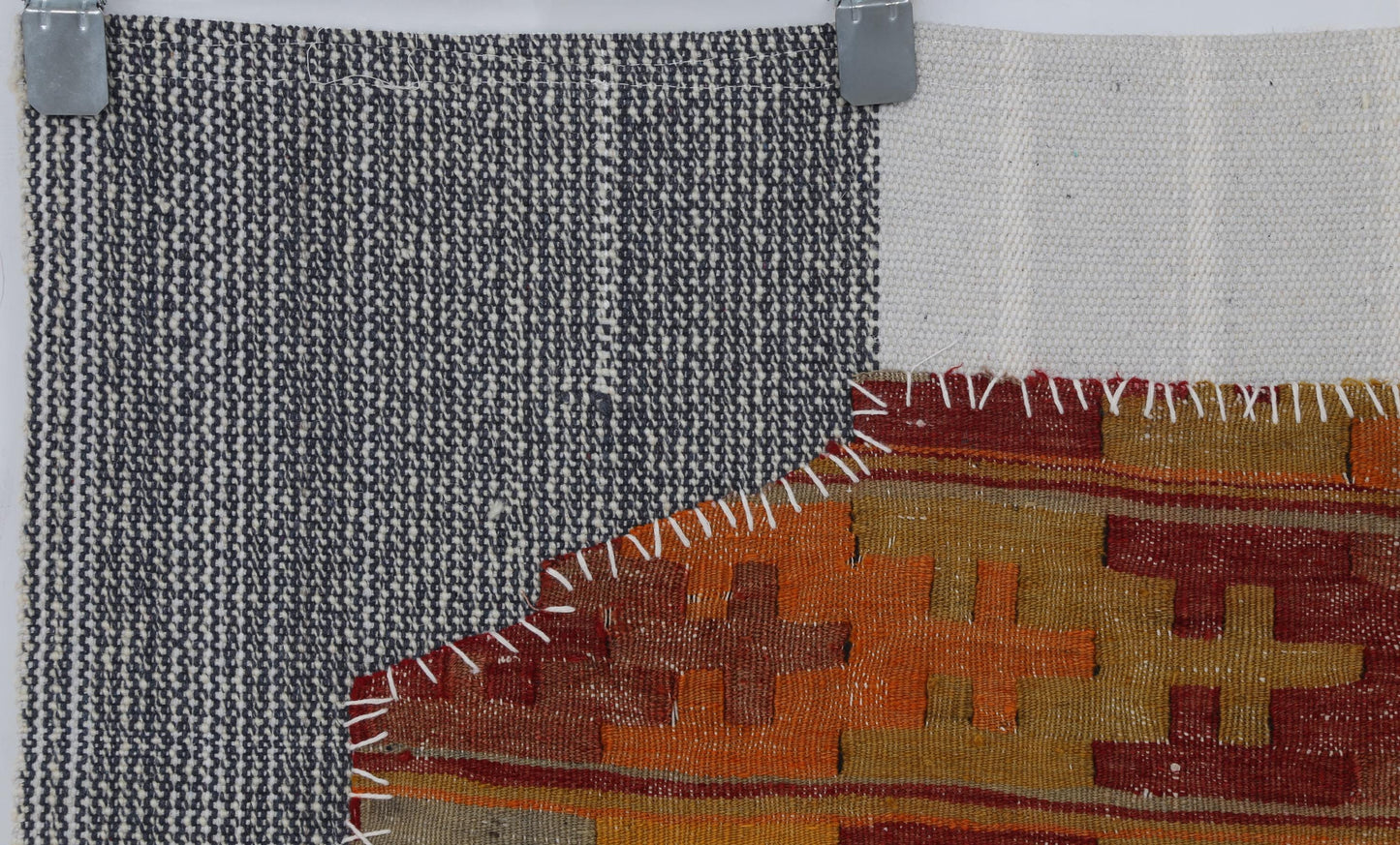 3x4 Handmade Wool Tapestry Rug, Warm Orange Tribal Textile Wall Hanging, Geometric Fiber Art Decor