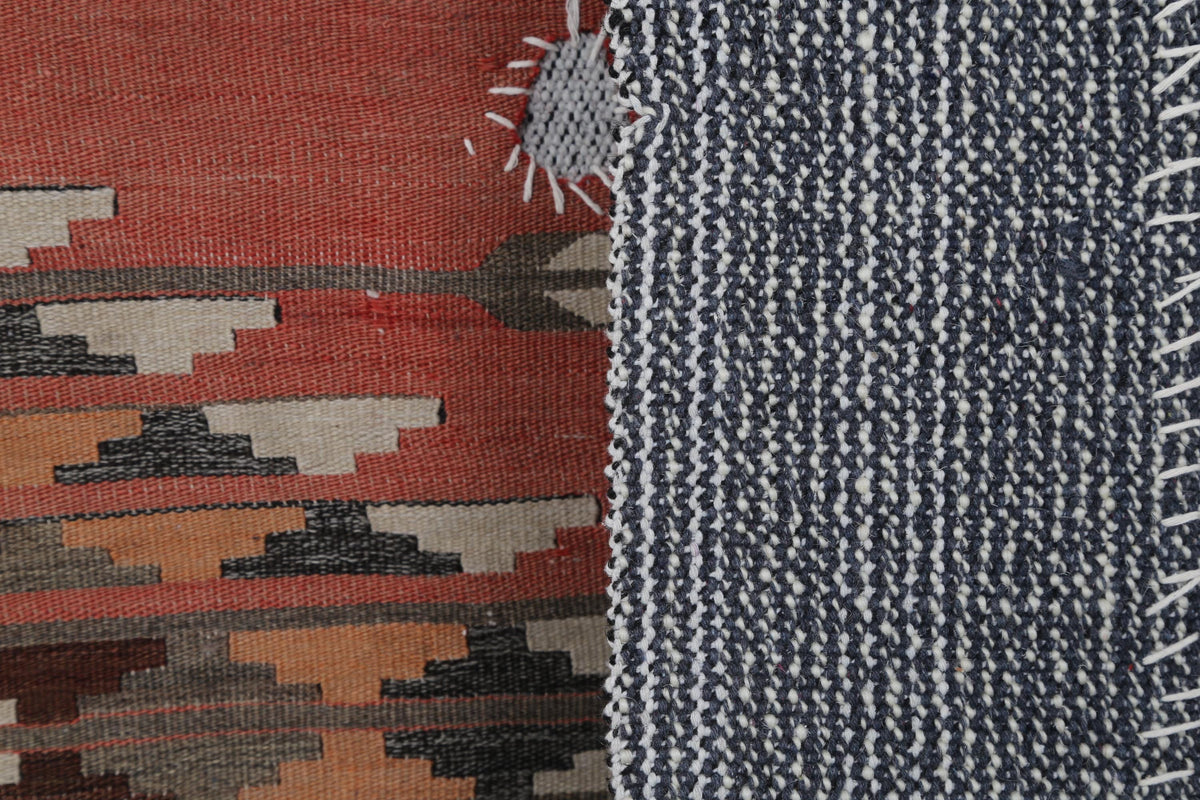 3x4 Handmade Wool Tapestry Rug, Red Tribal Textile Wall Hanging, Rustic Fiber Art Decor