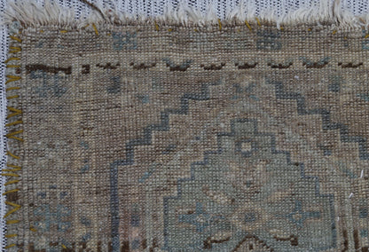 3x4 Vintage Turkish Wool Tapestry Rug,Wall Art, Neutral Textile Hanging